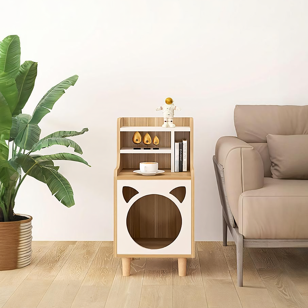 Pura Side Table With Pet House, Wood-Weilai Concept-Weilai Concept