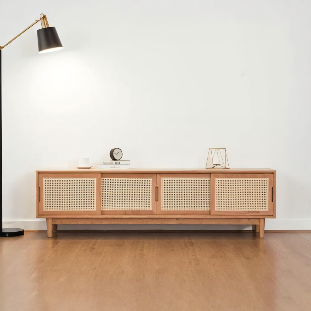 Randal Cane TV Stand, Natural Rattan & Wood-Weilai Concept-Weilai Concept