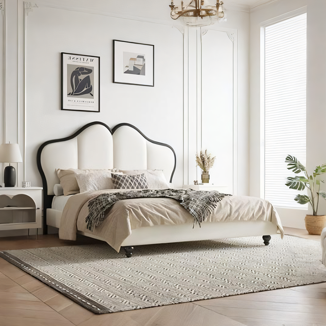 Tracy Cream King Size / Super King Size Bed, Cream-Weilai Concept-Weilai Concept
