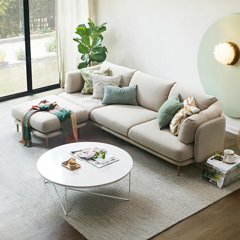U182 Two Seater, Three Seater, Four Seater Corner Sofa, Off-White Cotton Linen-Weilai Concept-Weilai Concept
