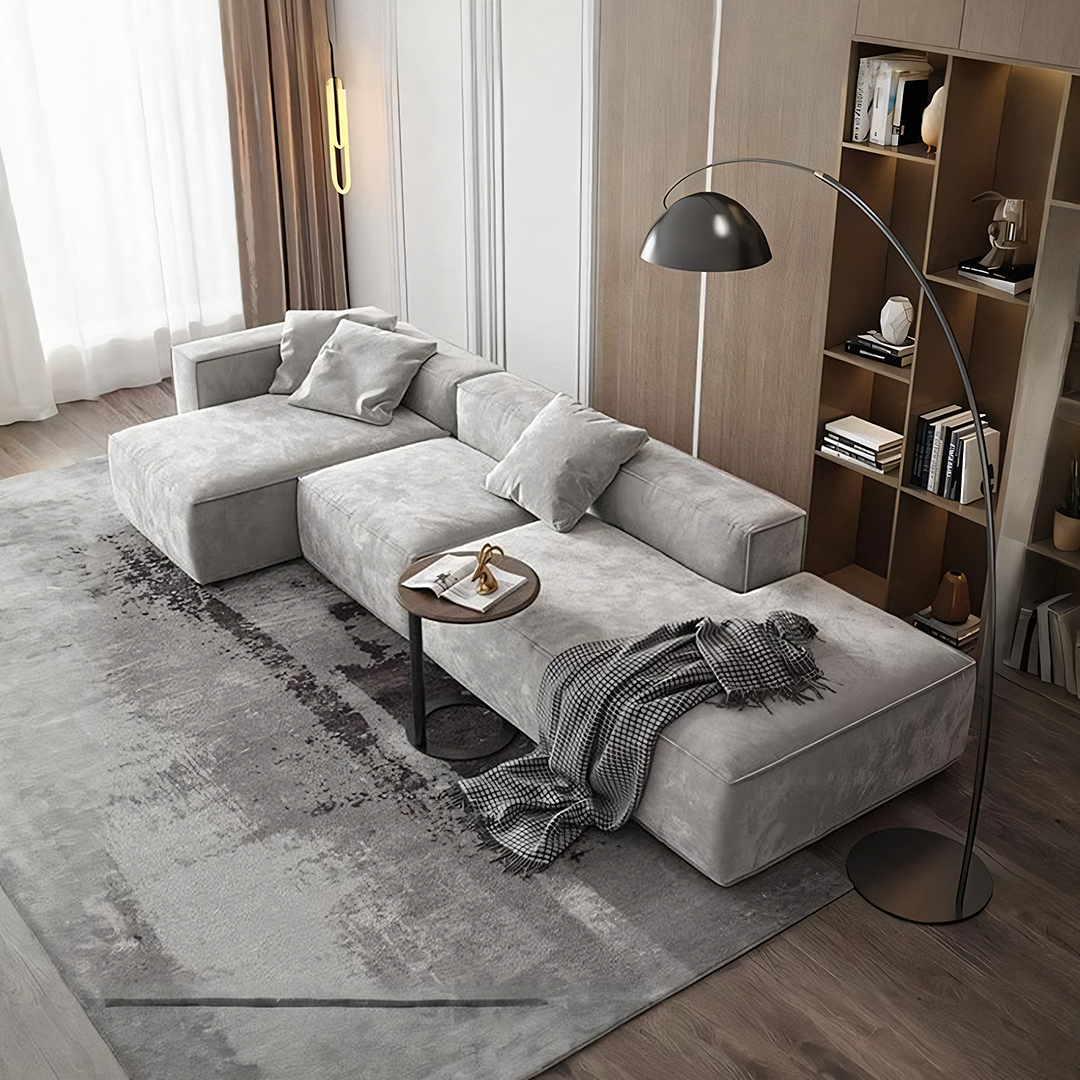 Yetta Three Seater, Four Seater Sofa, Corner Sofa, Grey Velvet-Weilai Concept-Weilai Concept