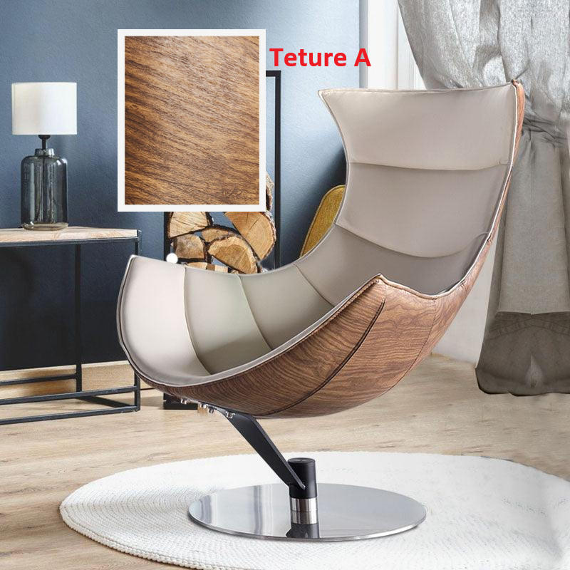 Chaise longue Lobster, avec ottoman, texture noyer, fauteuil 