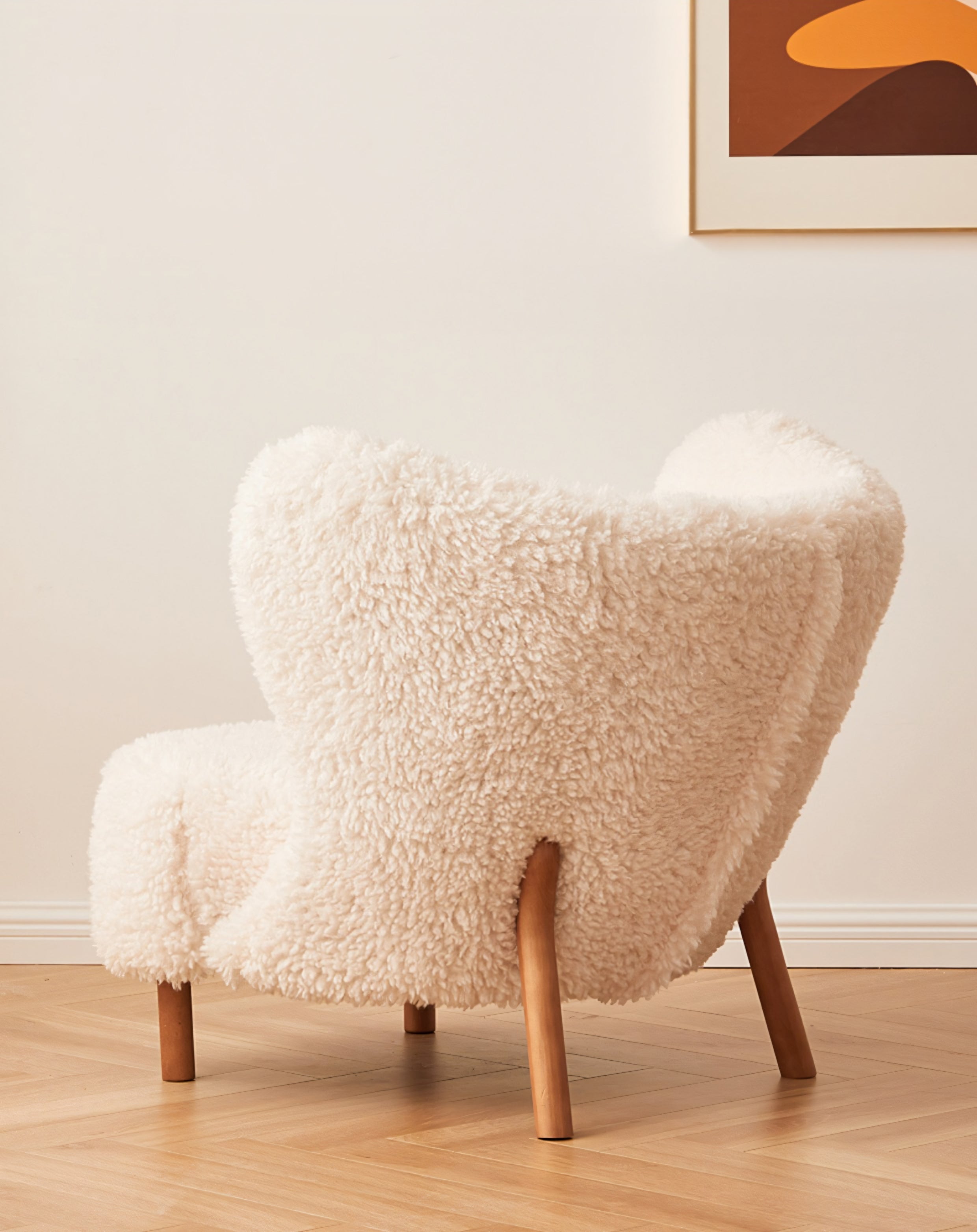 Fitz Lounge Chair, Long Hair, White Boucle-Weilai Concept-Weilai Concept